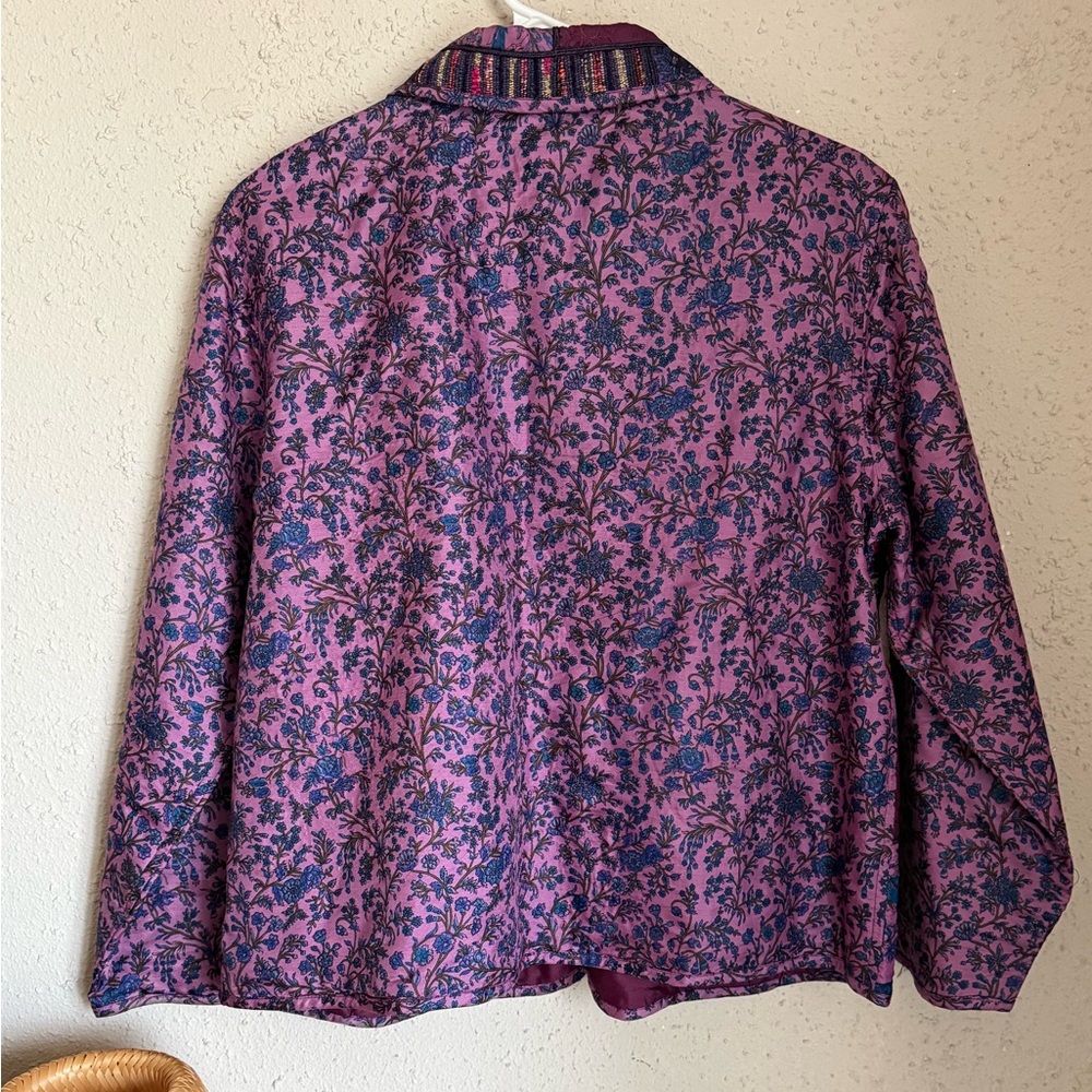 Patchwork Floral Button Up Silk and Wool Jacket - image 5